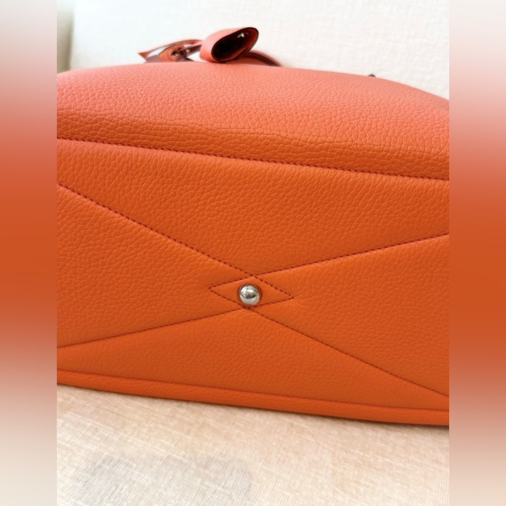 HERMES Victoria 35 Bag Clemence Leather Orange Poppy Palladium Hardware - Picture 10 of 16